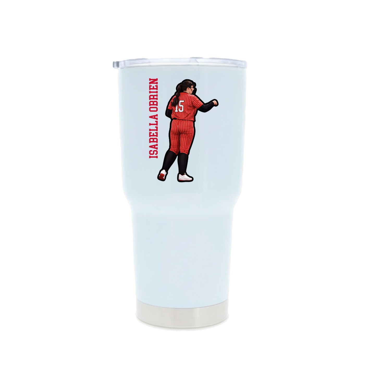 30oz Stainless Steel Tumbler — Name Vertical in White
