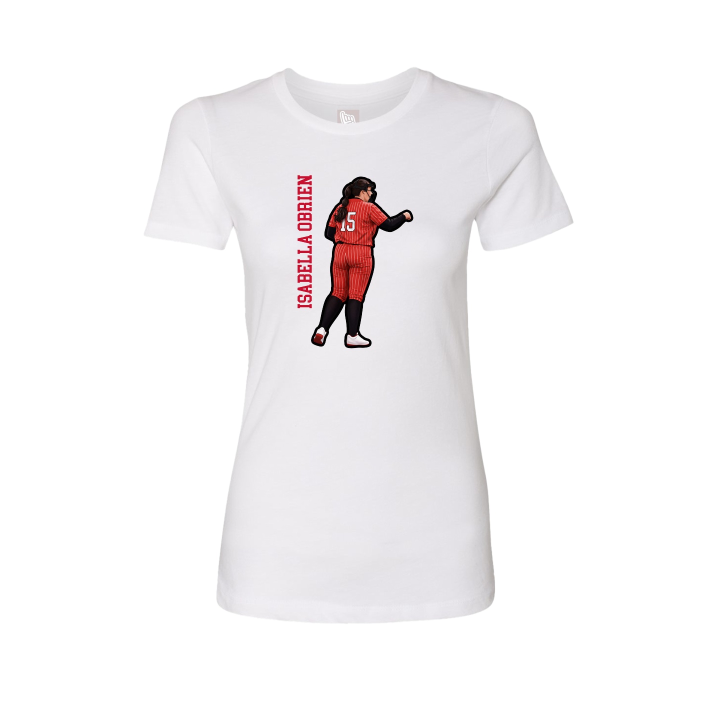 Fitted Women's Tee — Name Vertical in White