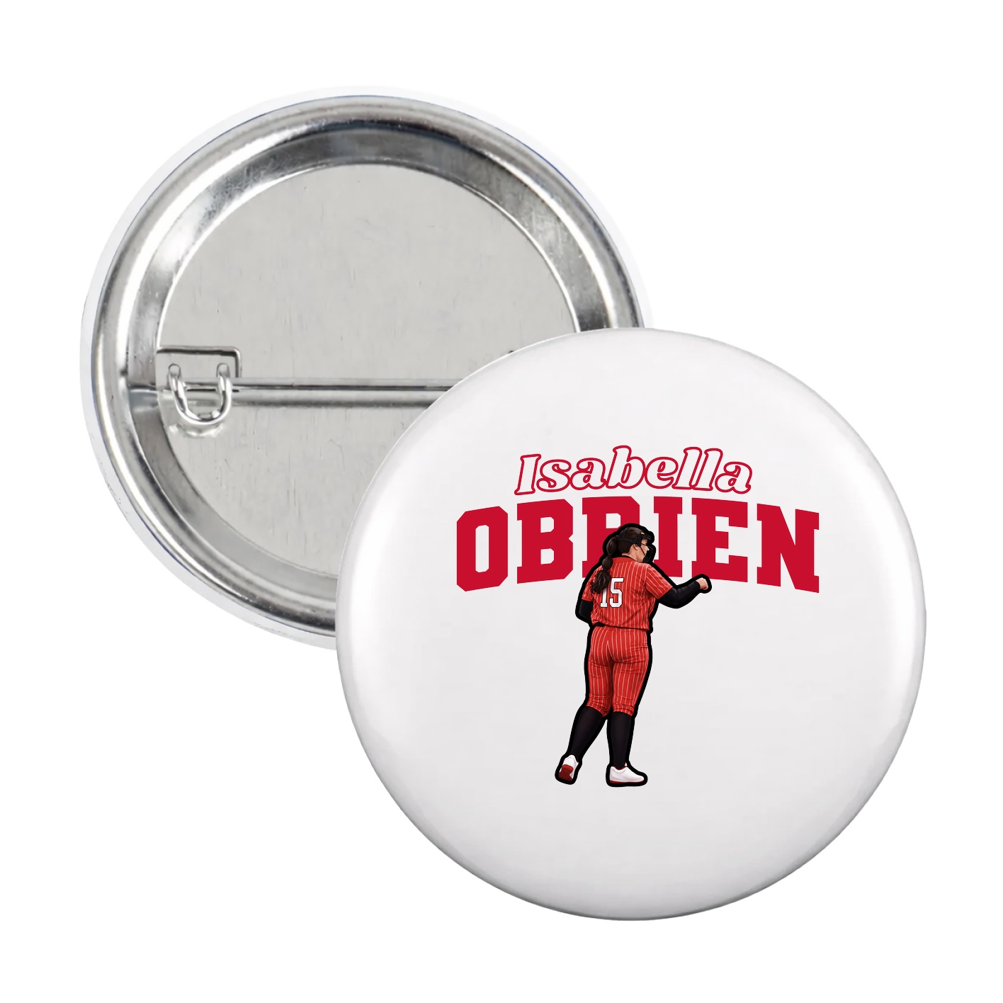 Game Day Button — Name Arch in White