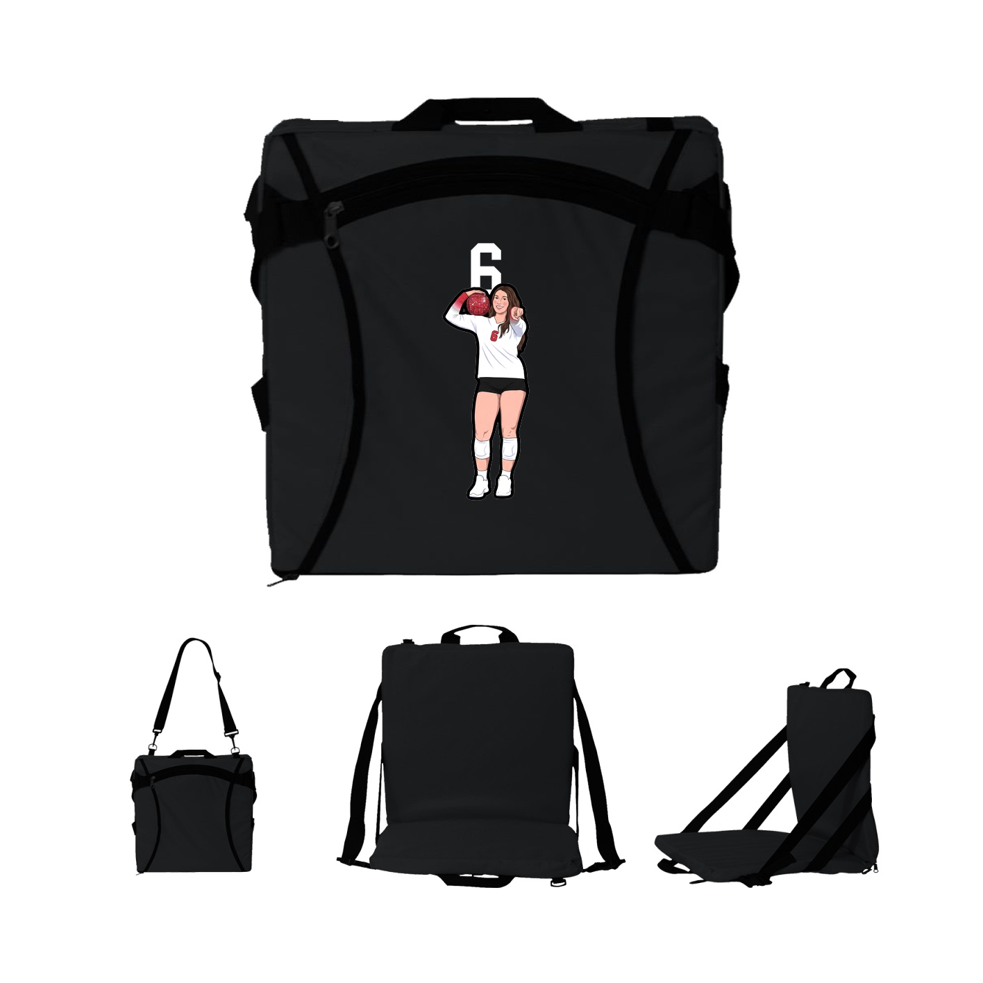 Folding Stadium Seat — Number Top in Black
