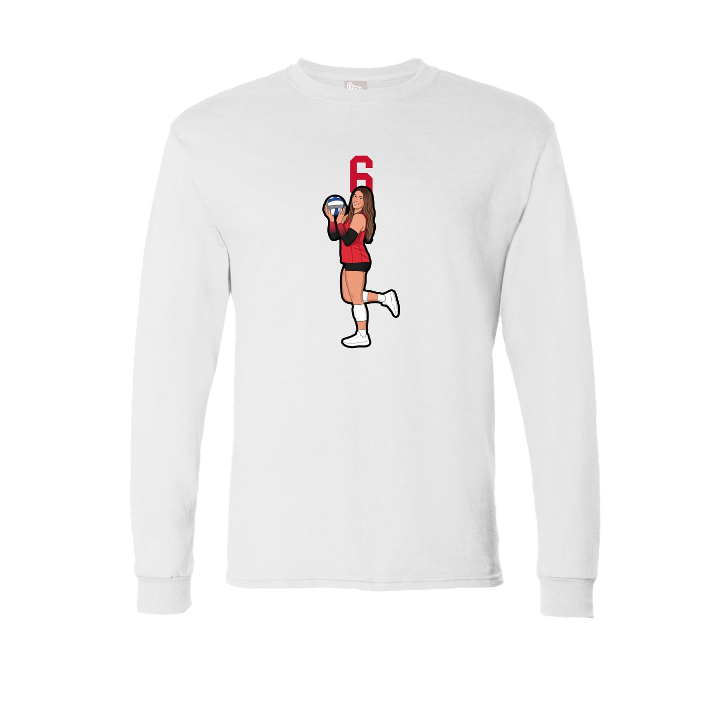 Long Sleeve Tee — Number Top in White
