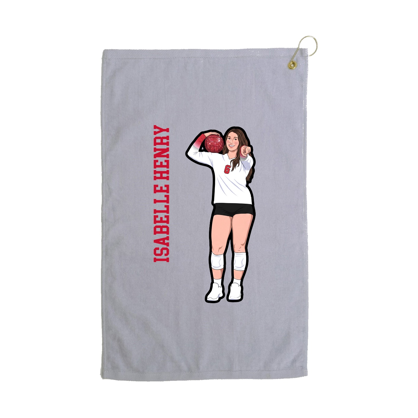 Golf Towel — Name Vertical in Grey