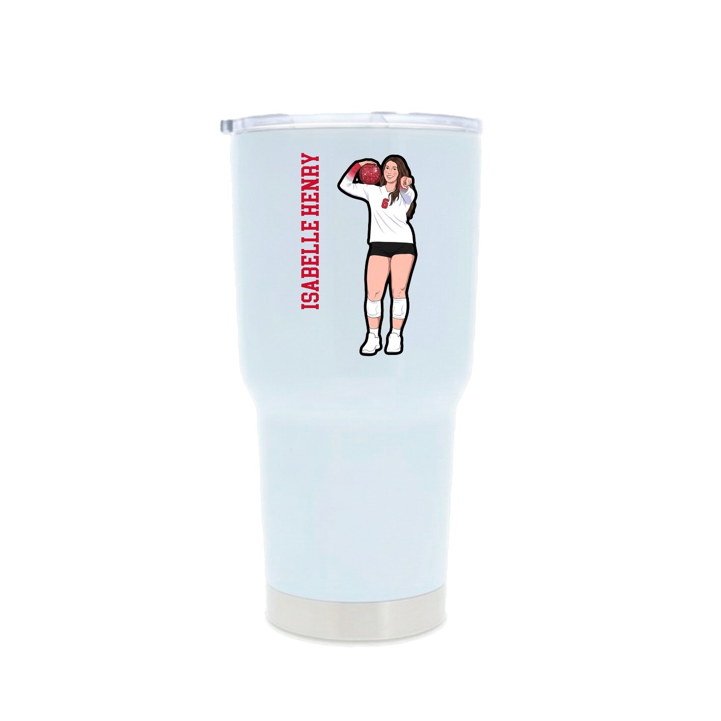 30oz Stainless Steel Tumbler — Name Vertical in White