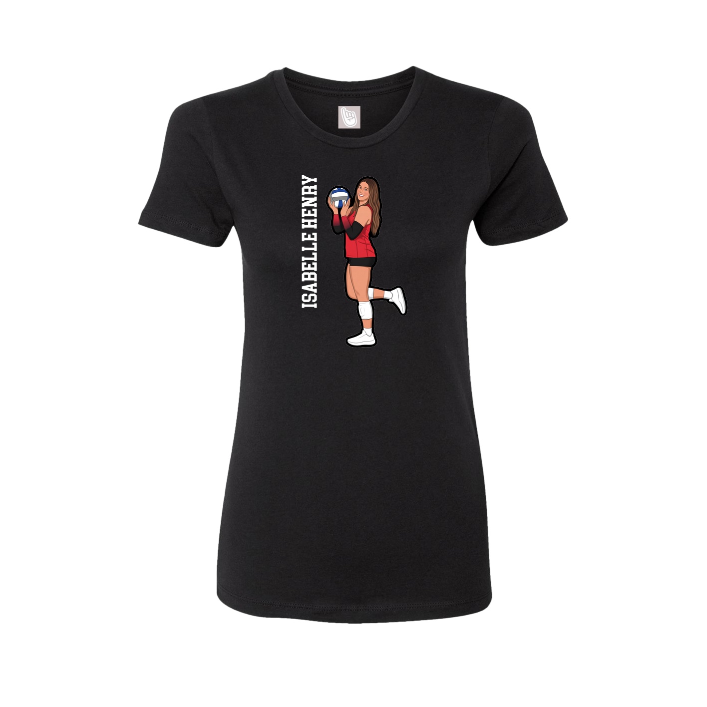 Fitted Women's Tee — Name Vertical in Black