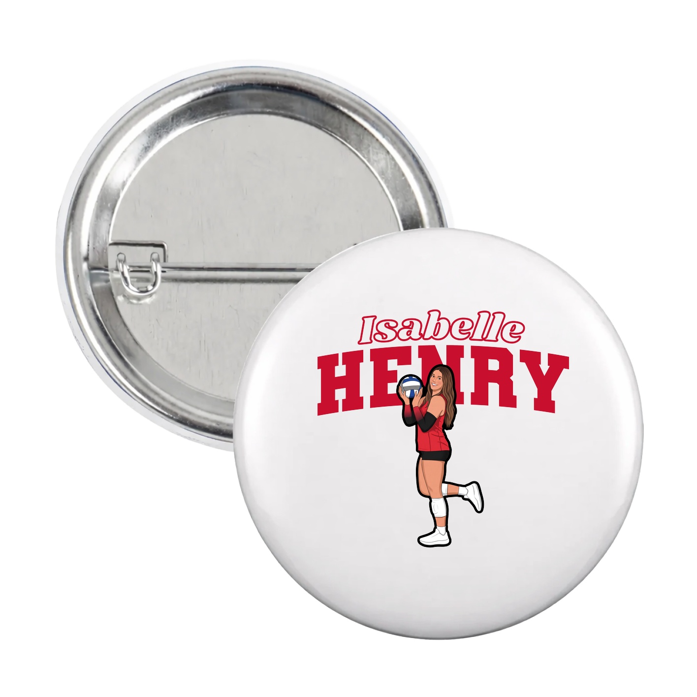 Game Day Button — Name Arch in White