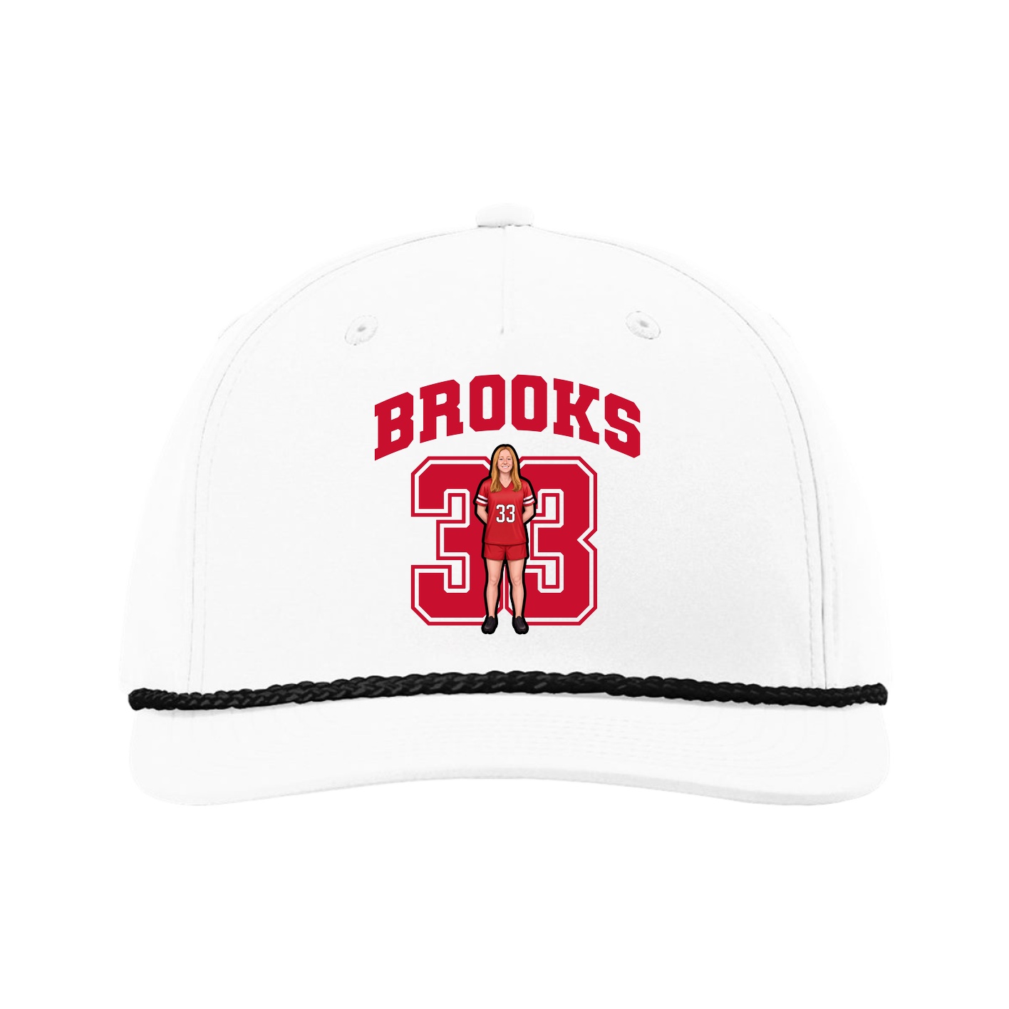 Five-Panel Classic Rope Cap — Number in White
