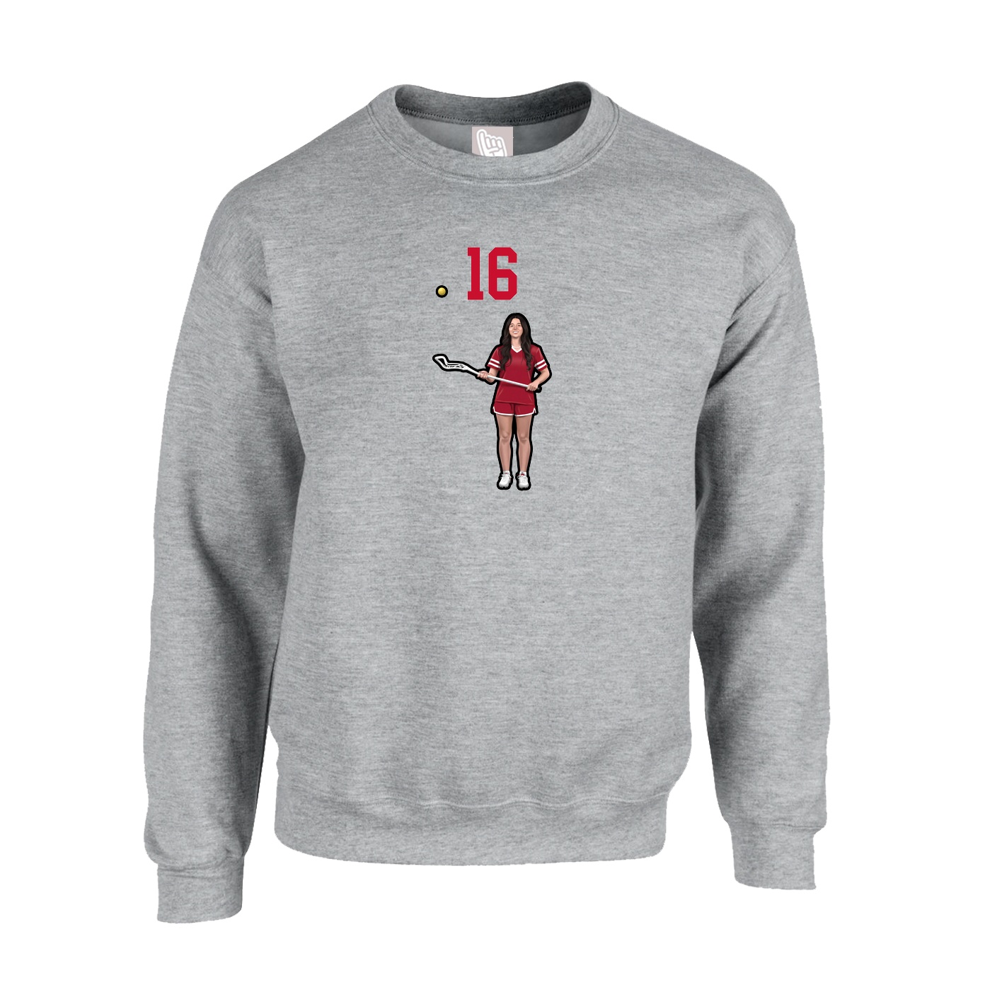Fleece Crew — Number Top in Grey