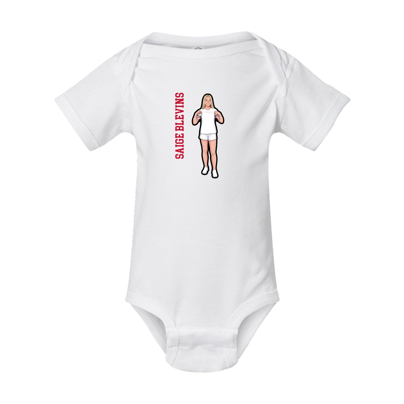 Baby Onesie — Name Vertical in White