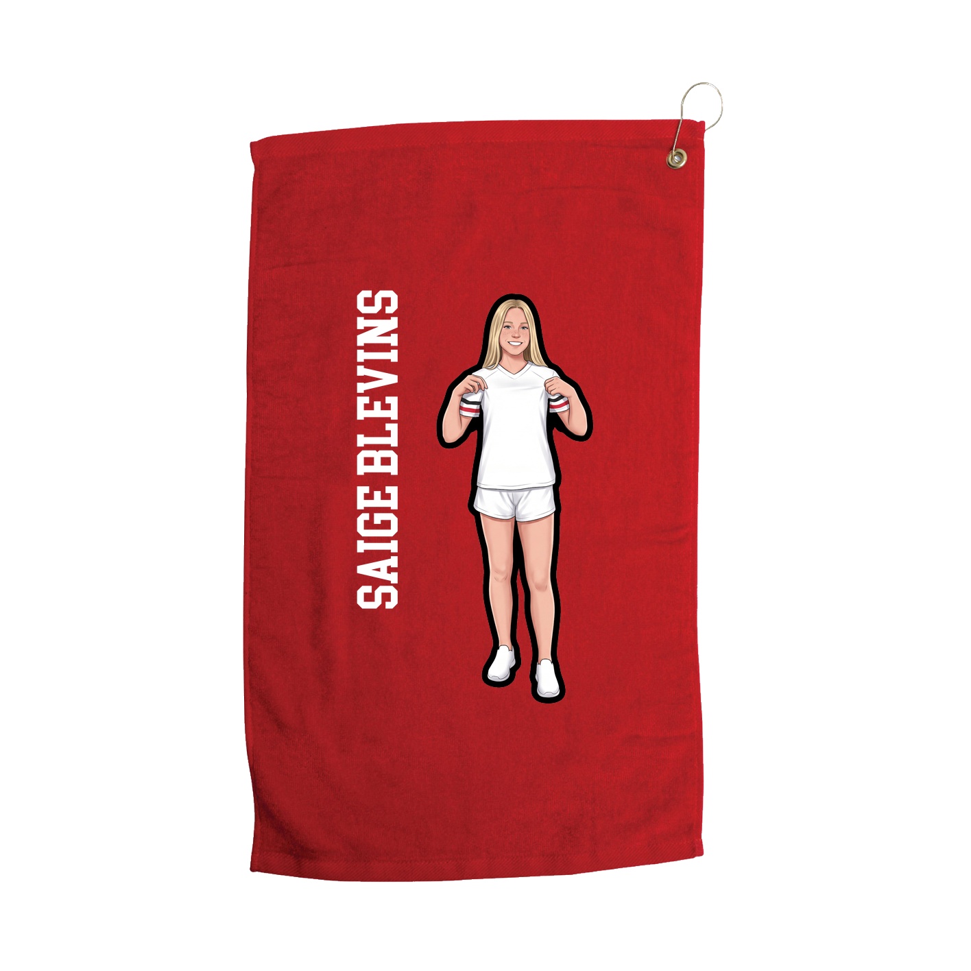 Golf Towel — Name Vertical in Red