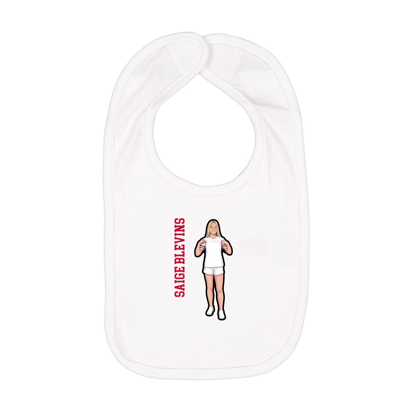 Infant Bib — Name Vertical in White
