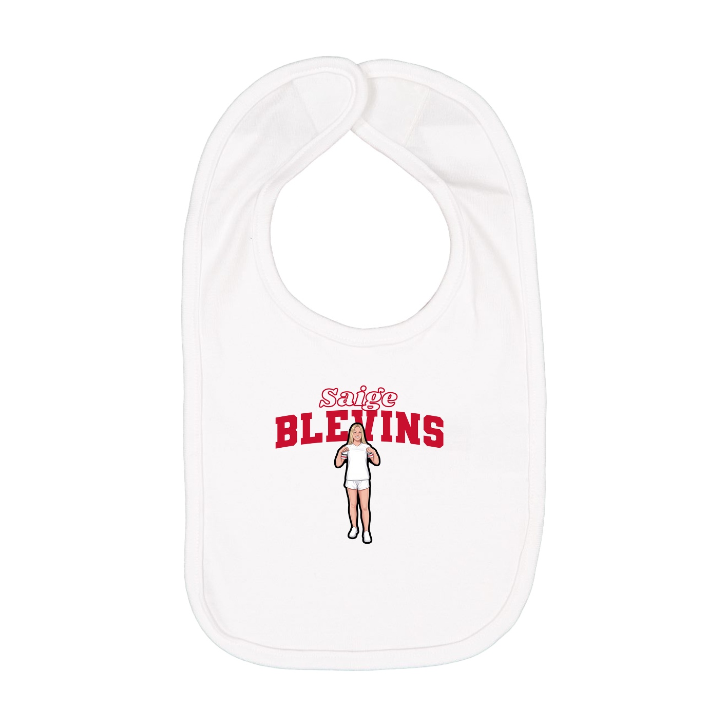 Infant Bib — Name Arch in White