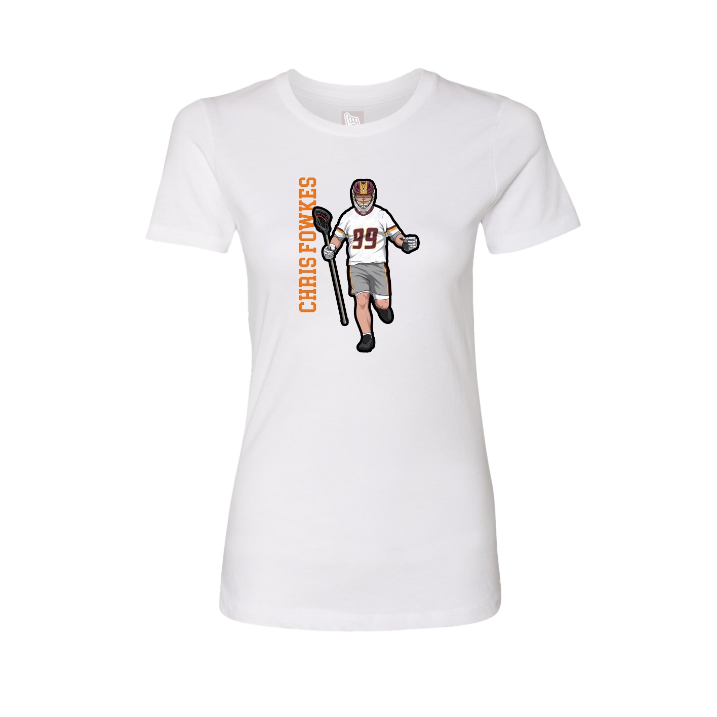 Fitted Women's Tee — Name Vertical in White