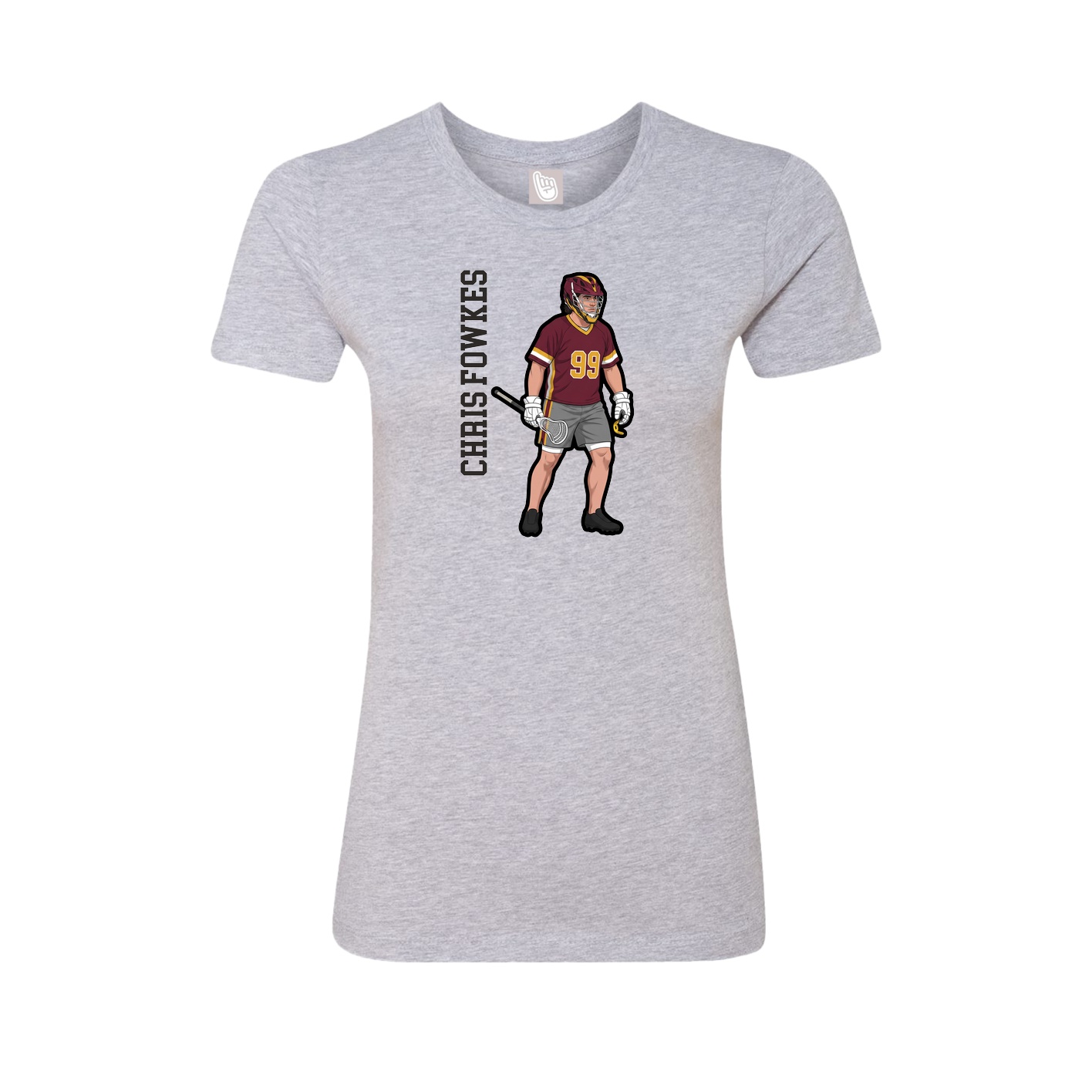 Fitted Women's Tee — Name Vertical in Grey