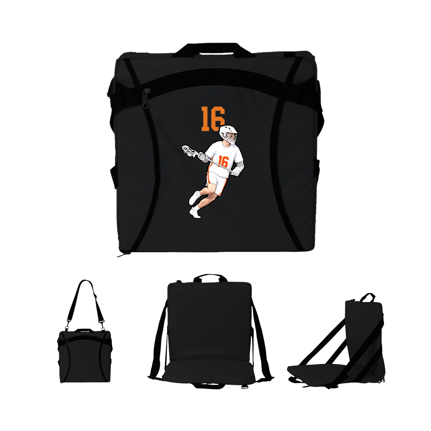 Folding Stadium Seat — Number Top in Black
