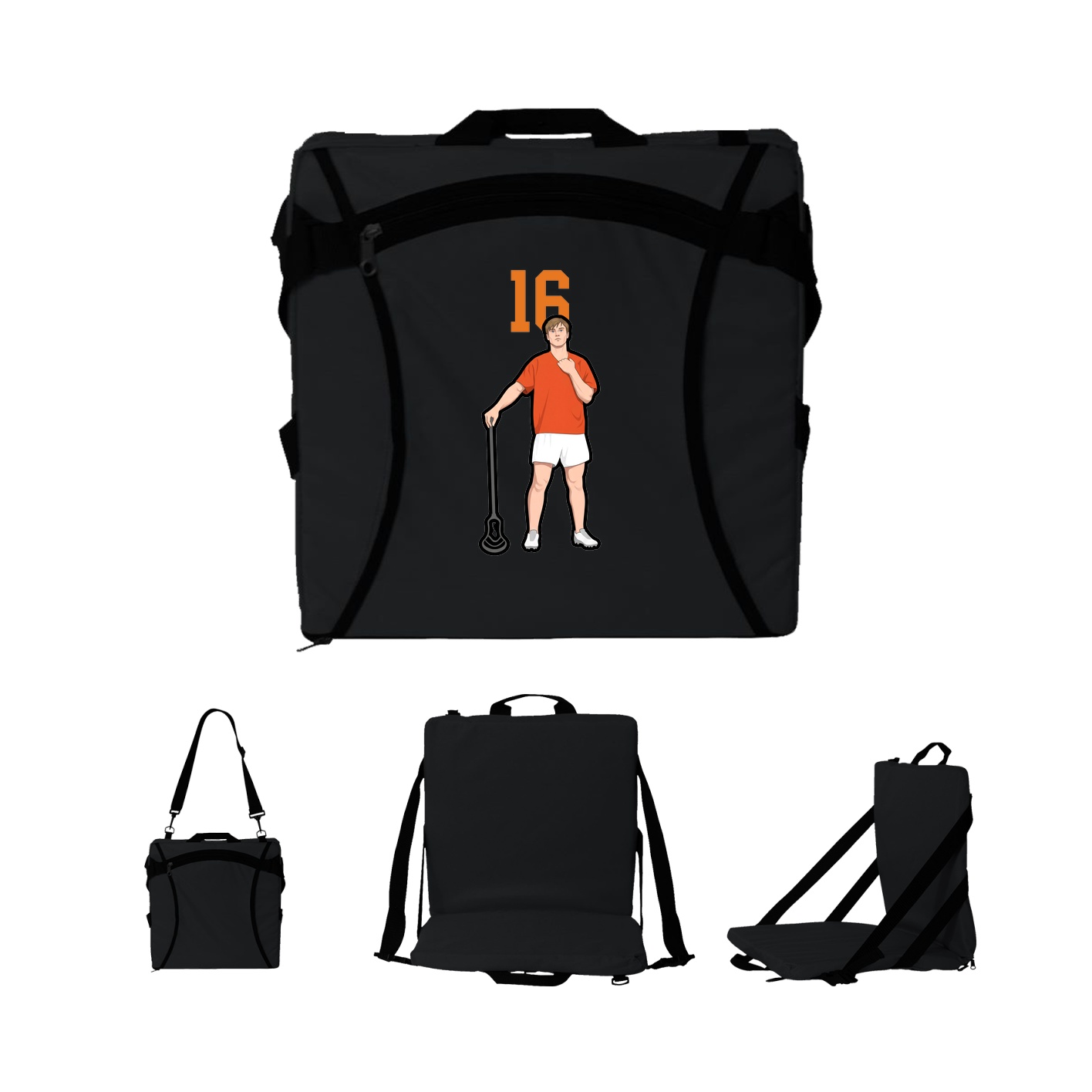 Folding Stadium Seat — Number Top in Black