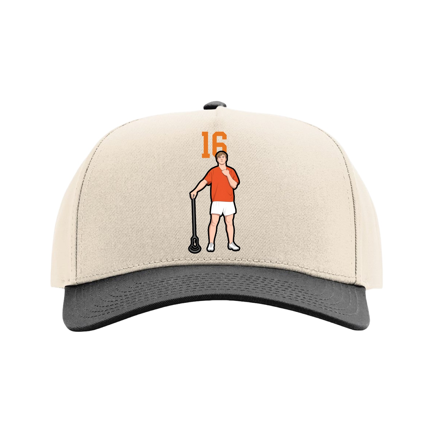 Full Fabric Five-Panel Champ Cap — Number Top in Cream/Black