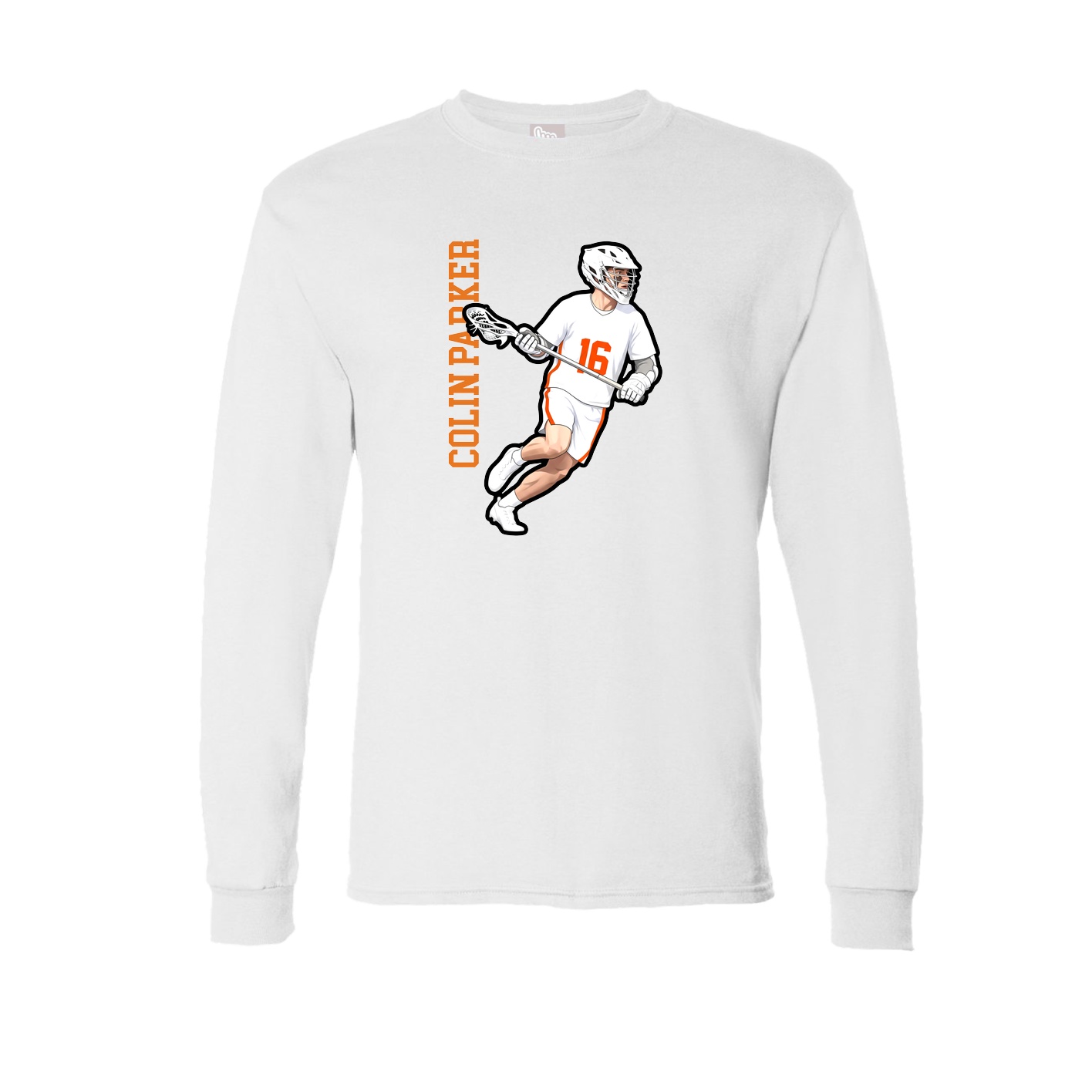 Long Sleeve Tee — Name Vertical in White