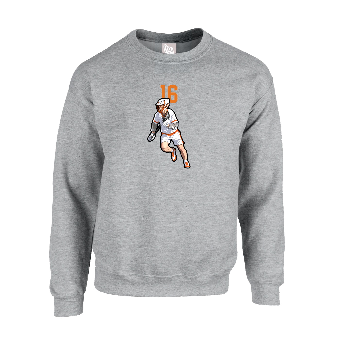 Fleece Crew — Number Top in Grey