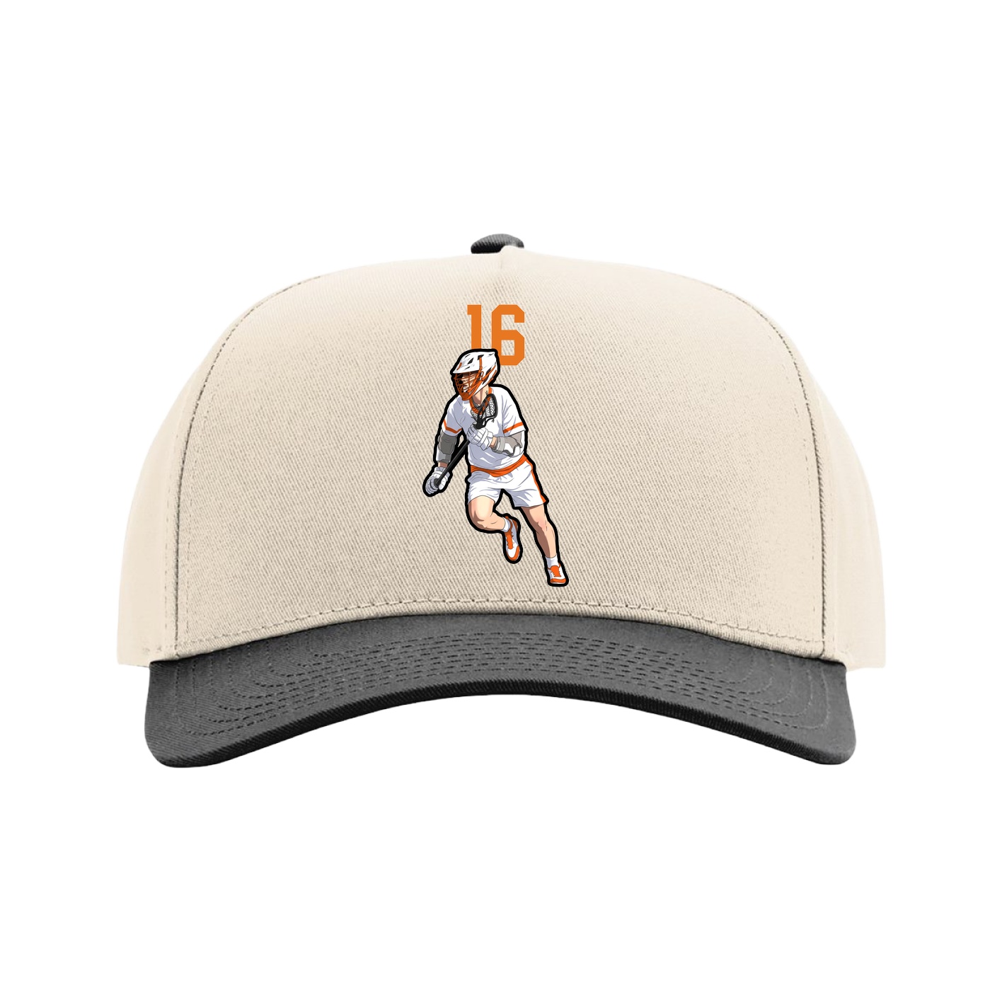 Full Fabric Five-Panel Champ Cap — Number Top in Cream/Black
