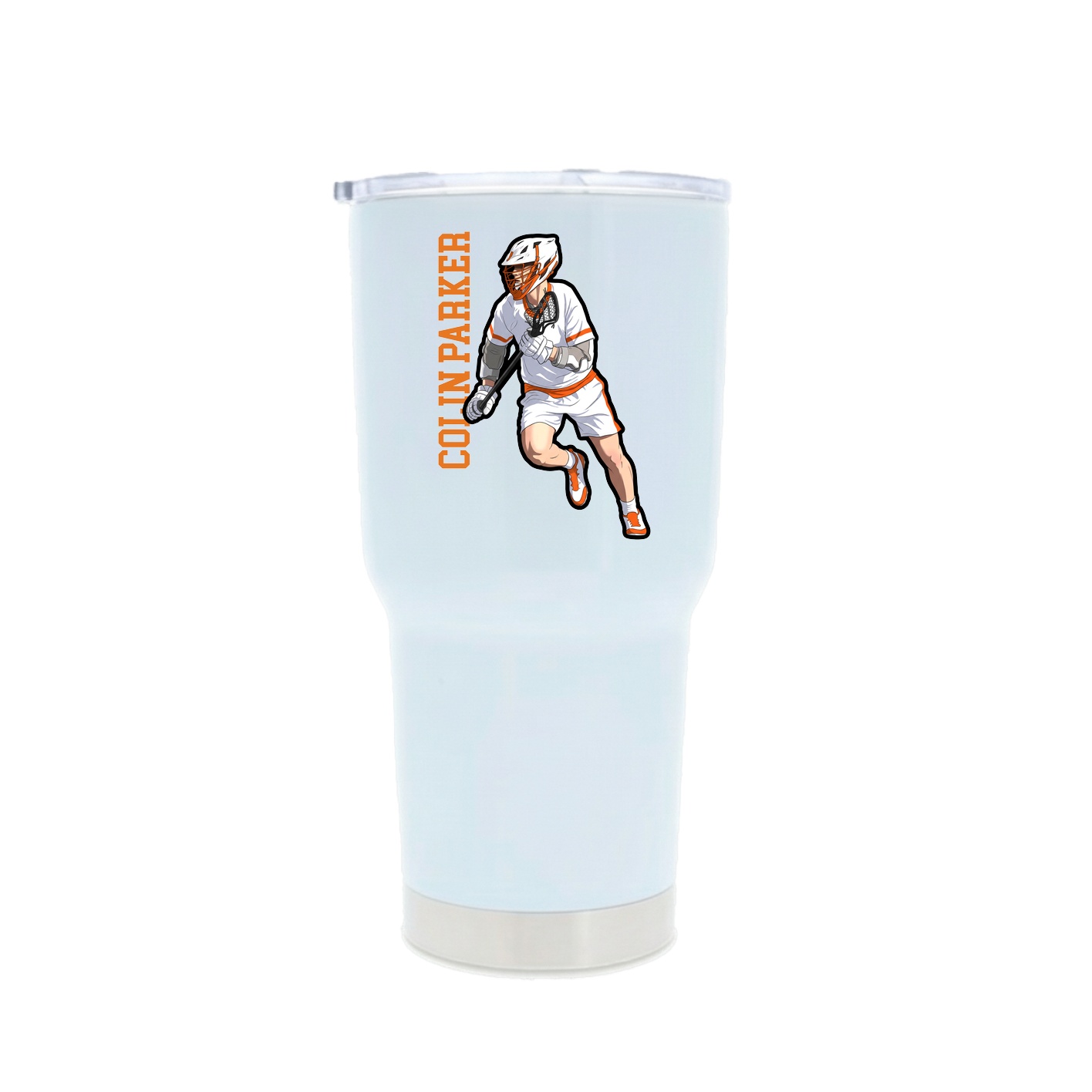 30oz Stainless Steel Tumbler — Name Vertical in White