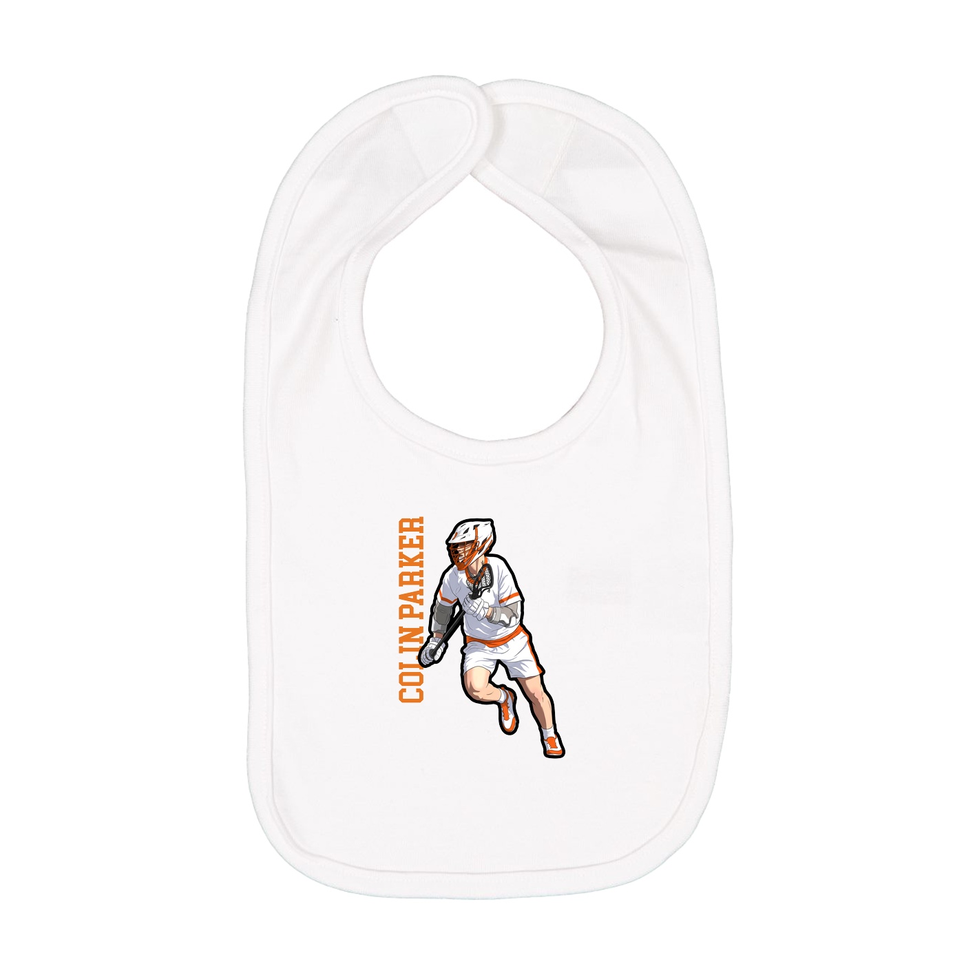 Infant Bib — Name Vertical in White