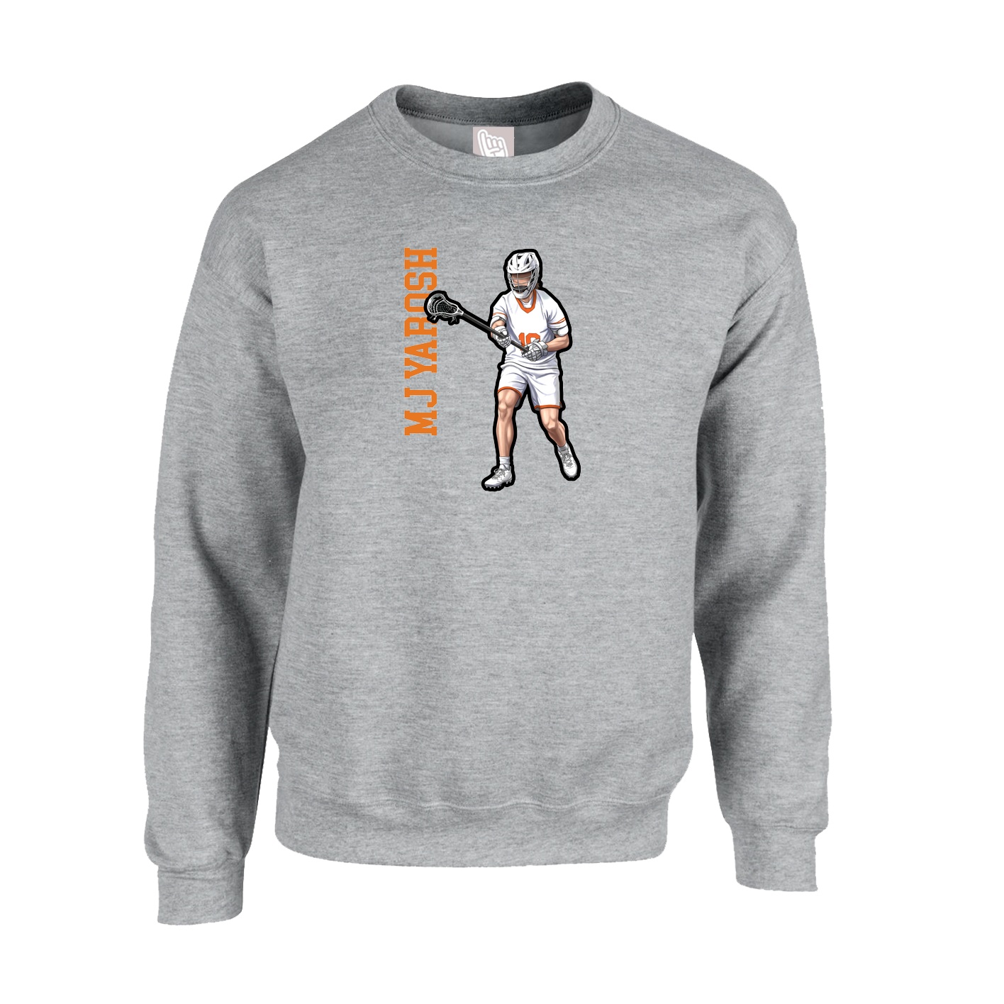 Fleece Crew — Name Vertical in Grey