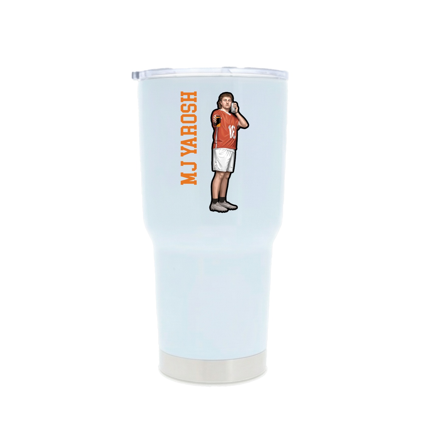 30oz Stainless Steel Tumbler — Name Vertical in White