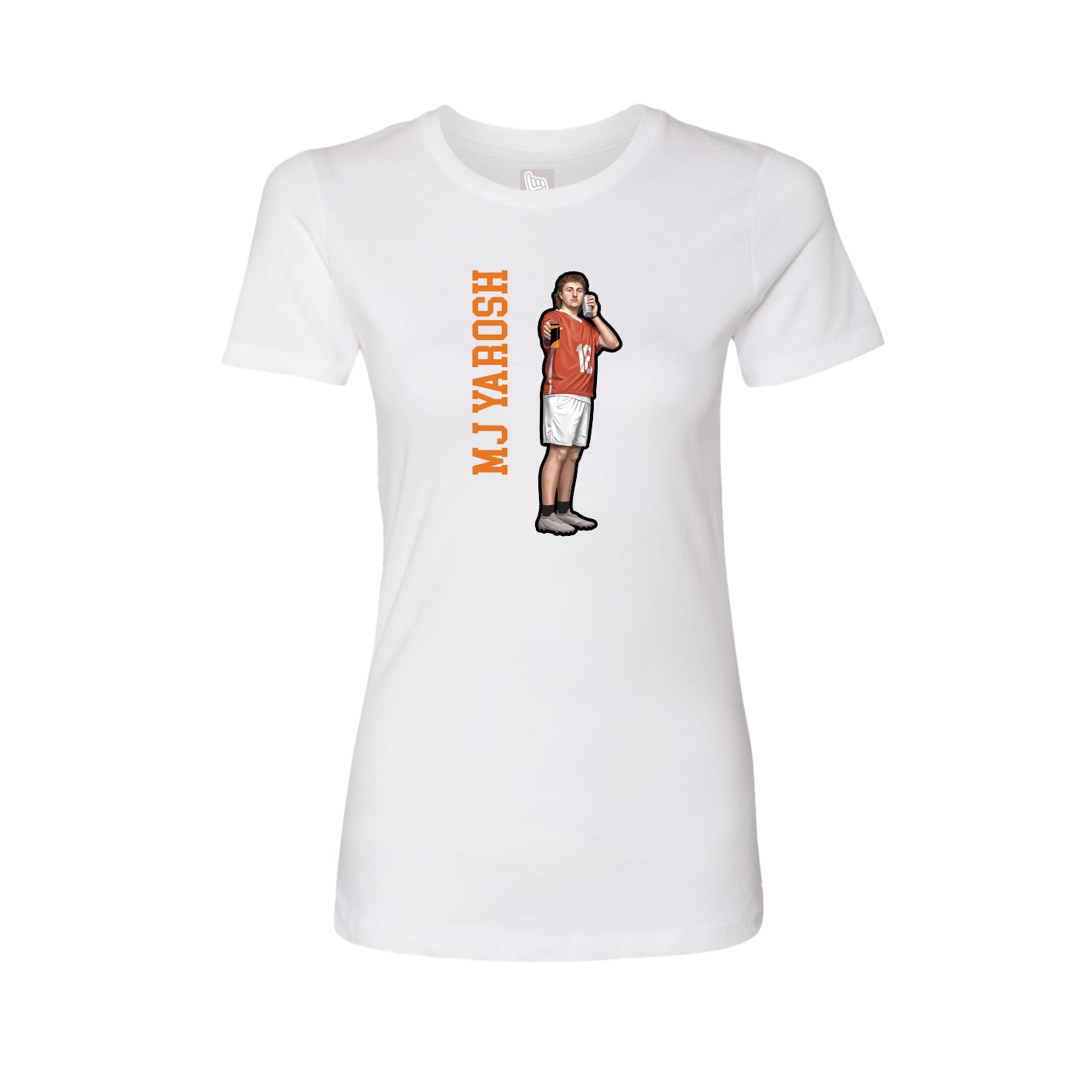Fitted Women's Tee — Name Vertical in White