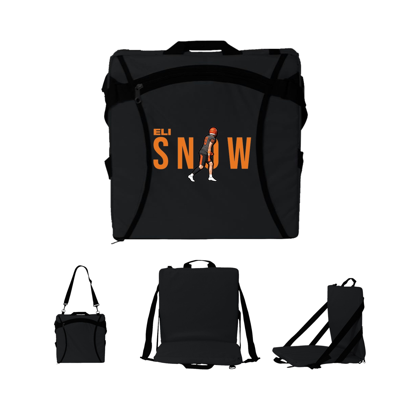 Folding Stadium Seat — Player Name in Black