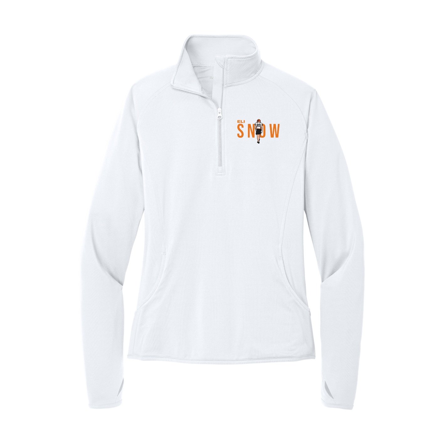 Women's Q-Zip Pullover — Player Name in White