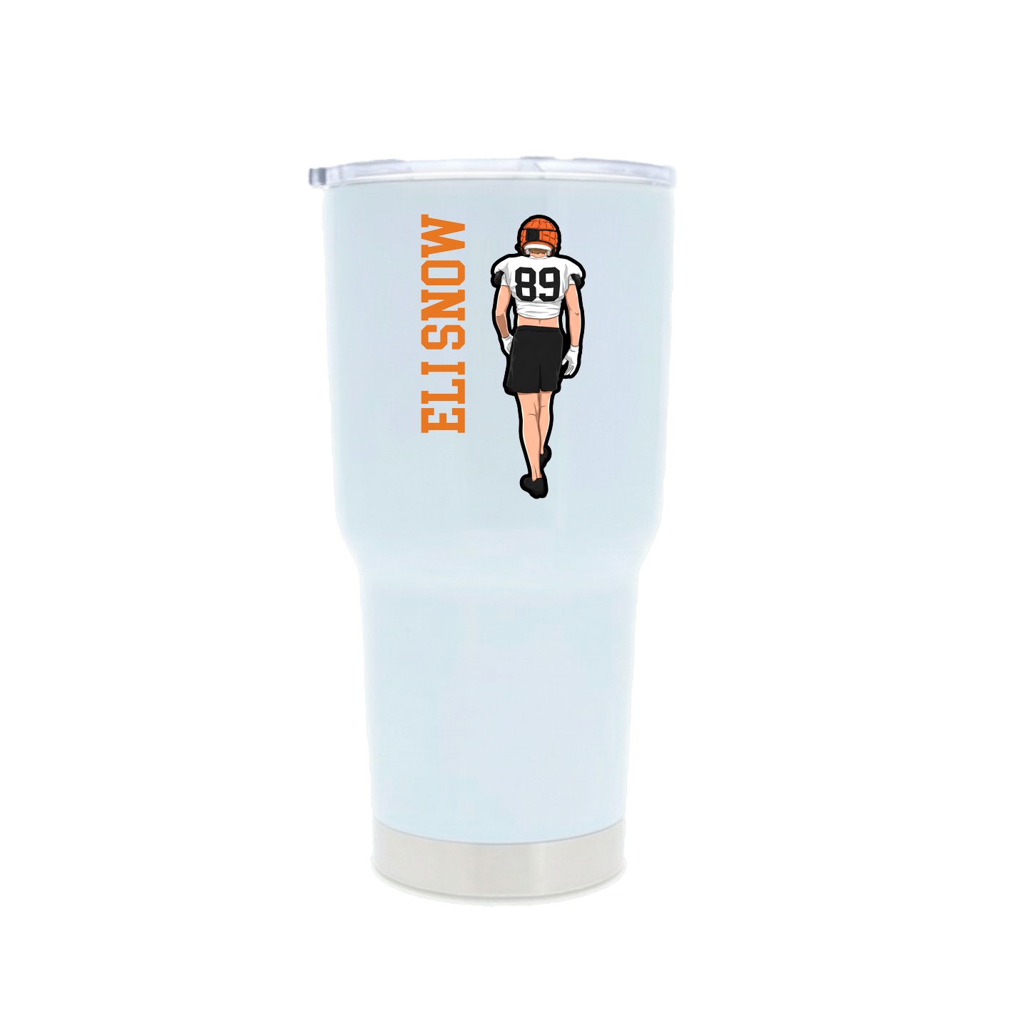 30oz Stainless Steel Tumbler — Name Vertical in White