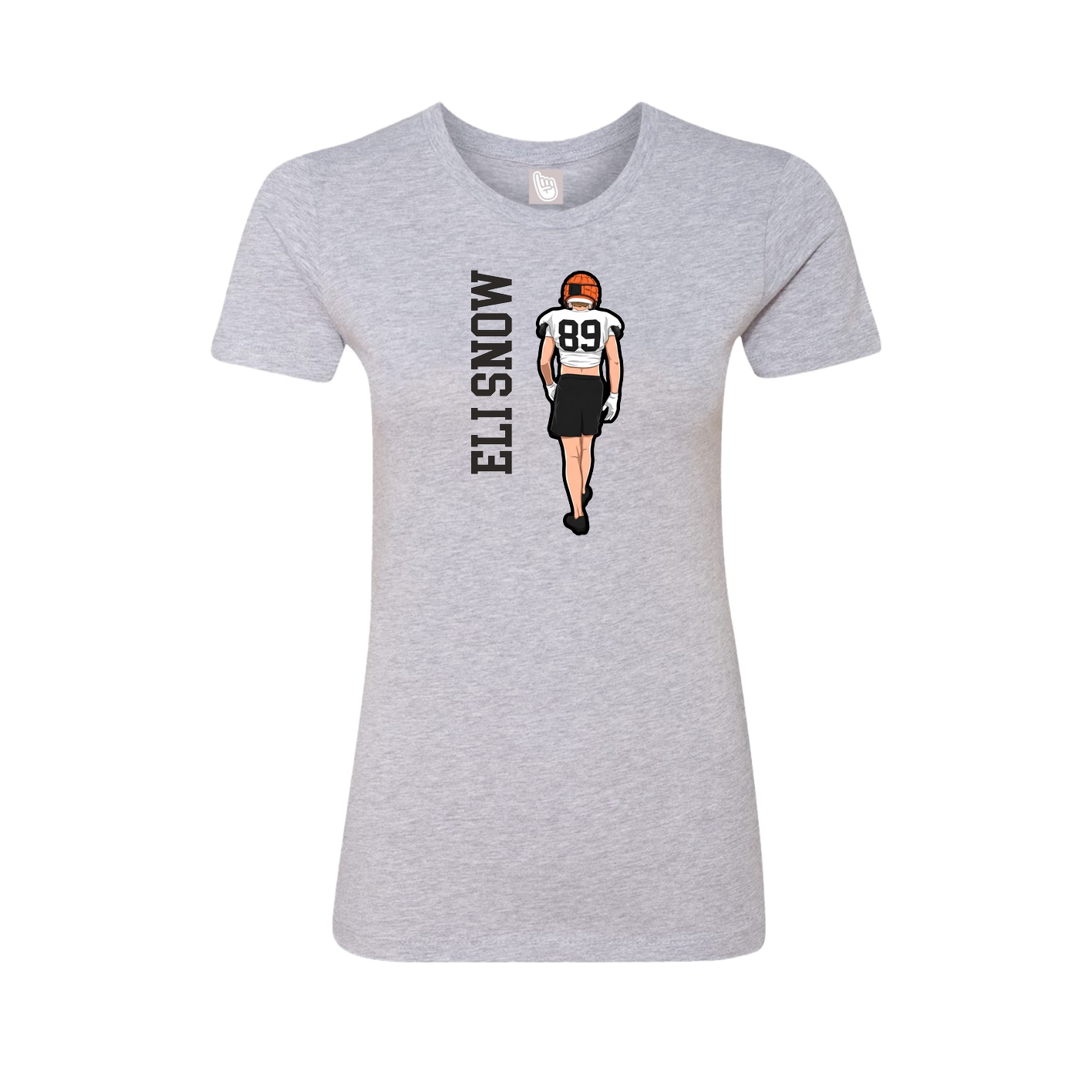 Womens Tee — Name Vertical in Grey