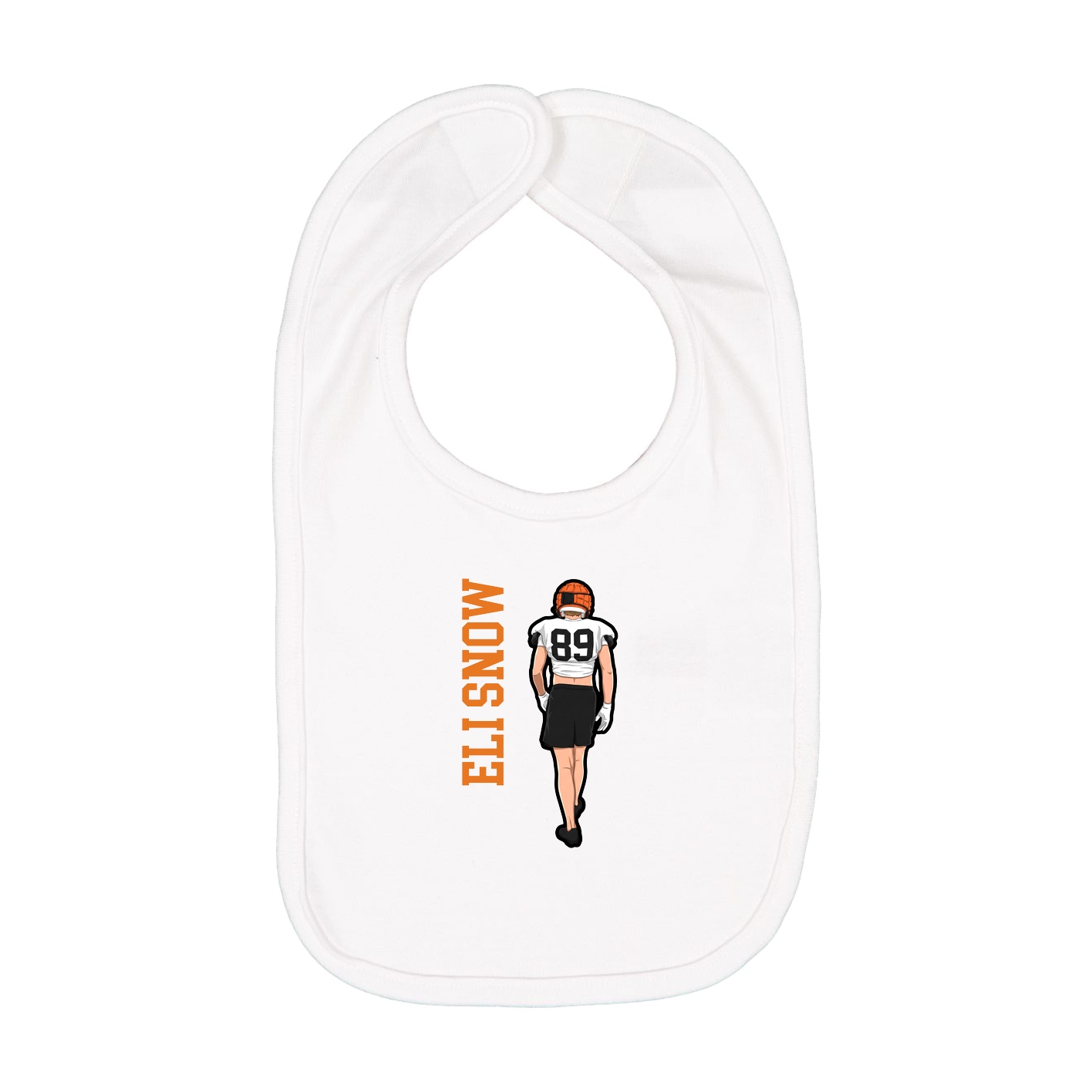 Infant Bib — Name Vertical in White