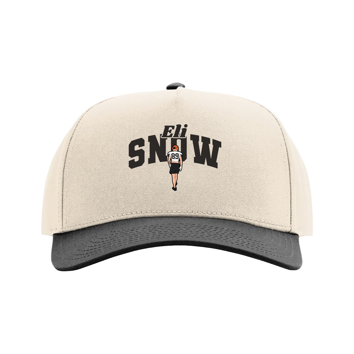 Full Fabric Five-Panel Champ Cap — Signature Arch in Cream/Black