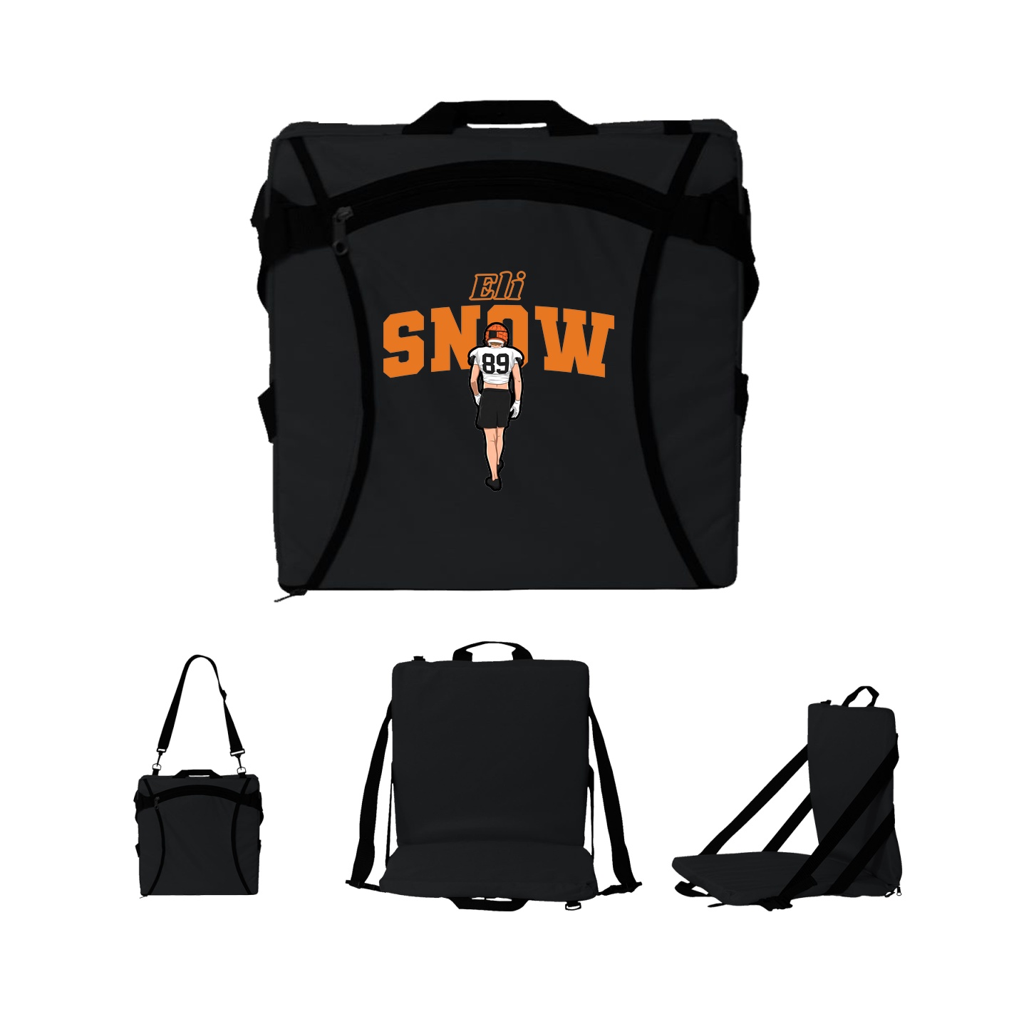 Folding Stadium Seat — Name Arch in Black