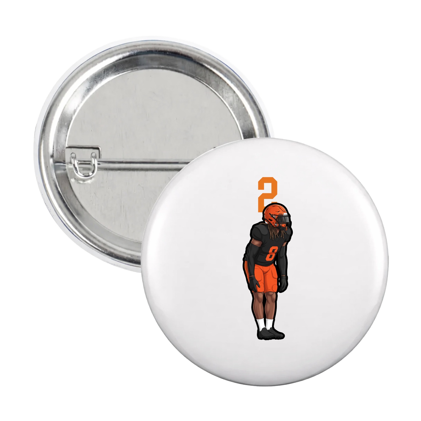 Game Day Button — Number Top in White