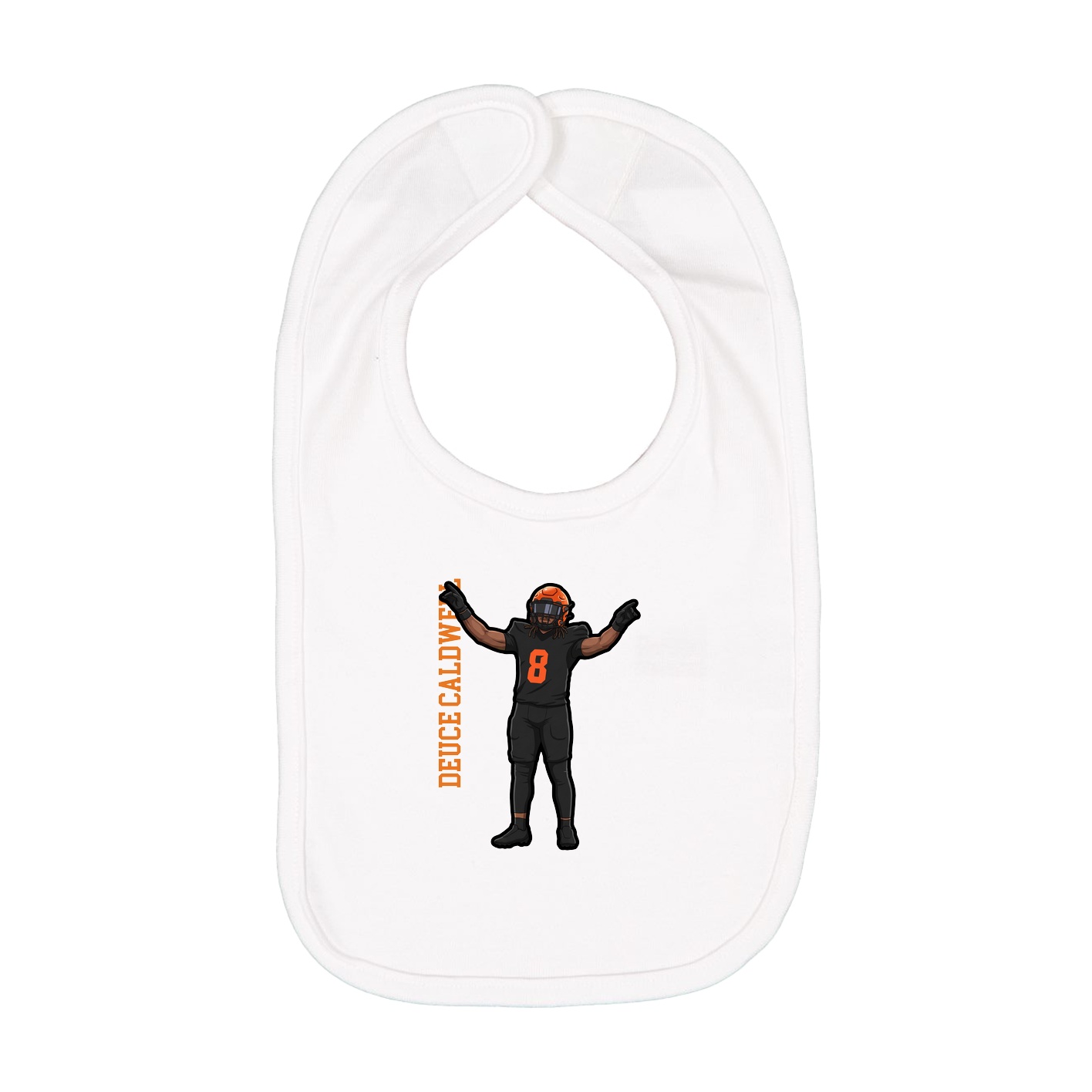 Infant Bib — Name Vertical in White