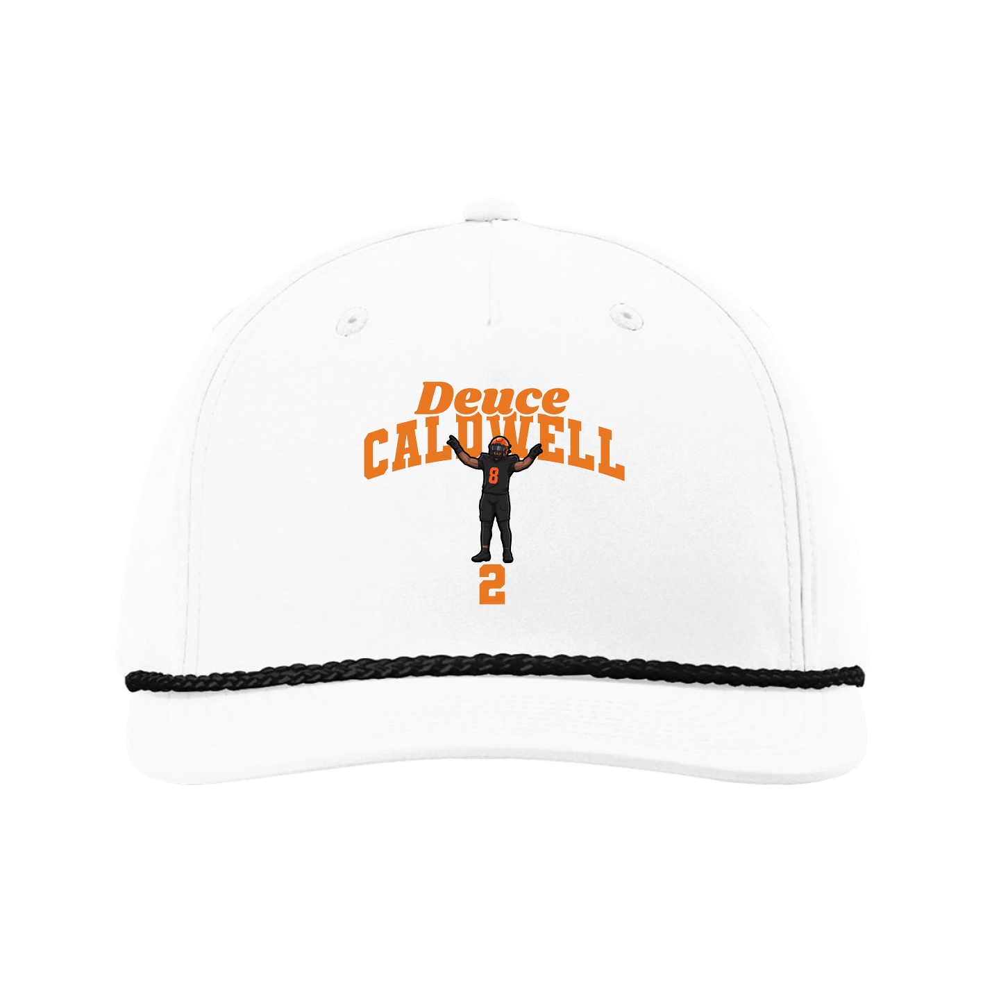Five-Panel Classic Rope Cap — Signature Arch in White