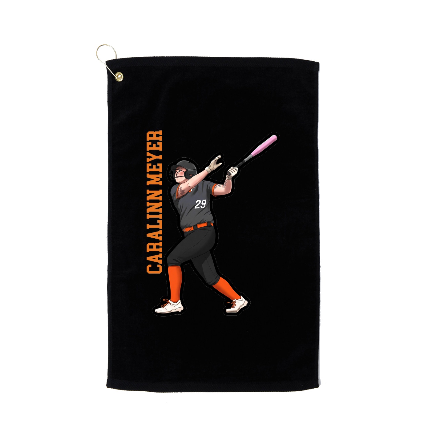 Golf Towel — Name Vertical in Black