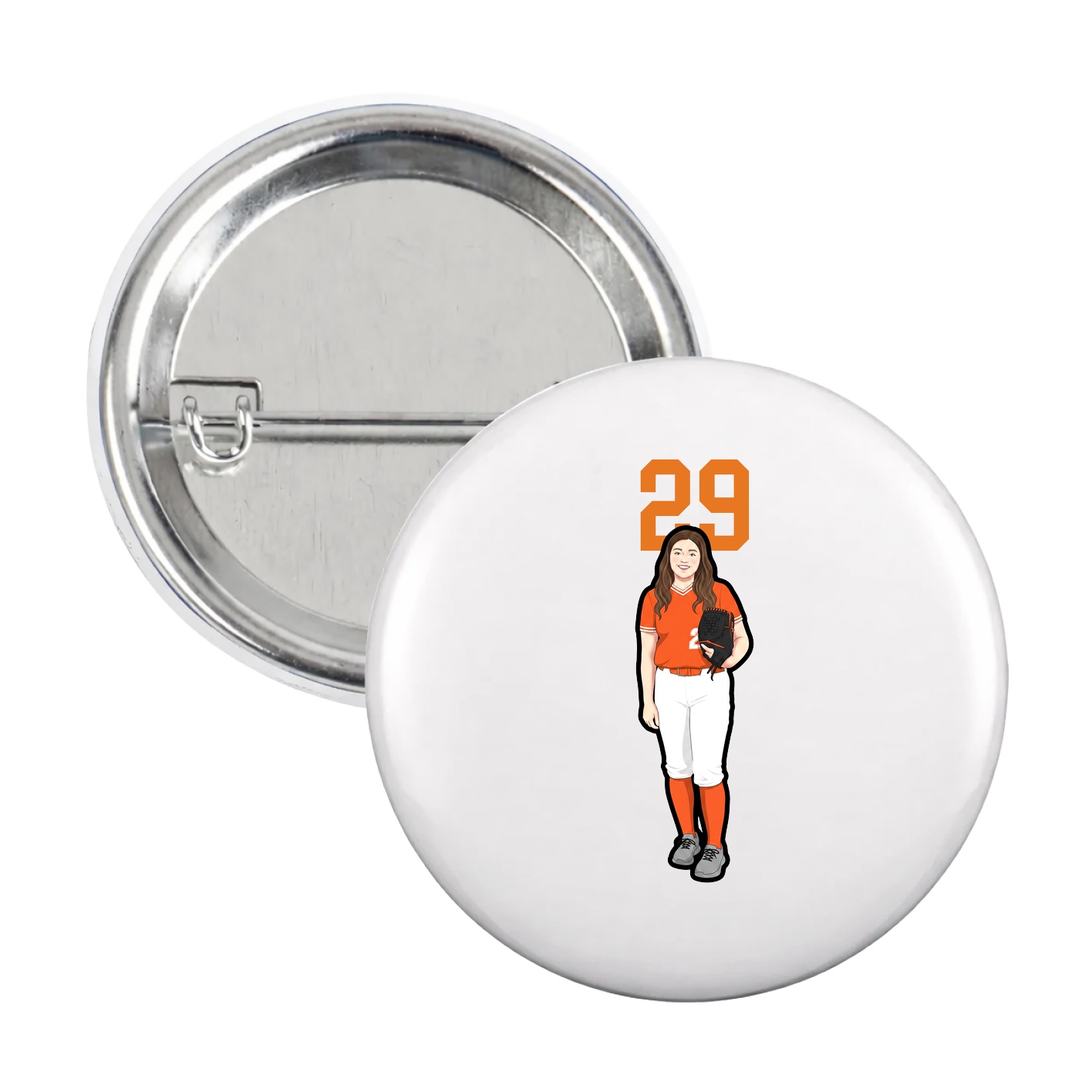 Game Day Button — Number Top in White