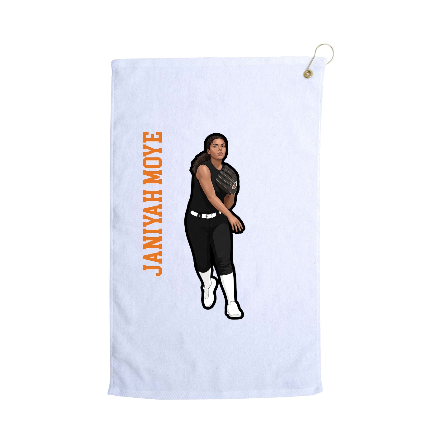 Golf Towel — Name Vertical in White