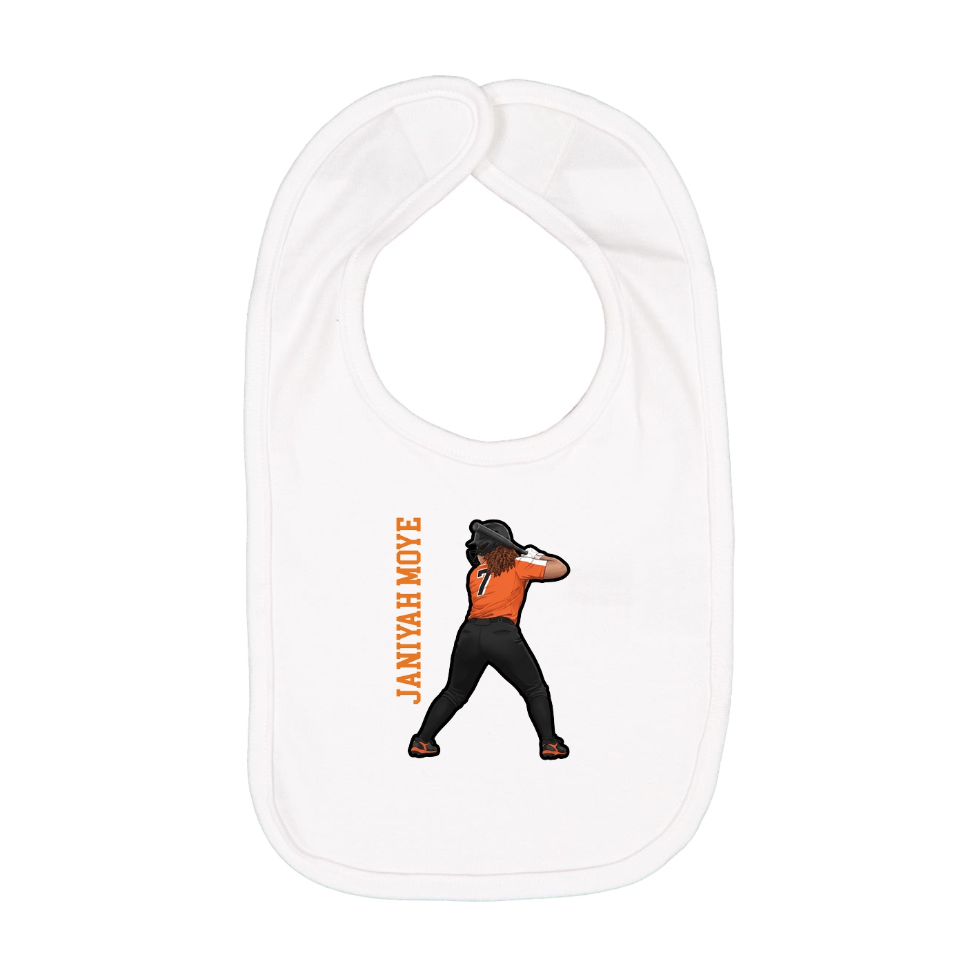 Infant Bib — Name Vertical in White