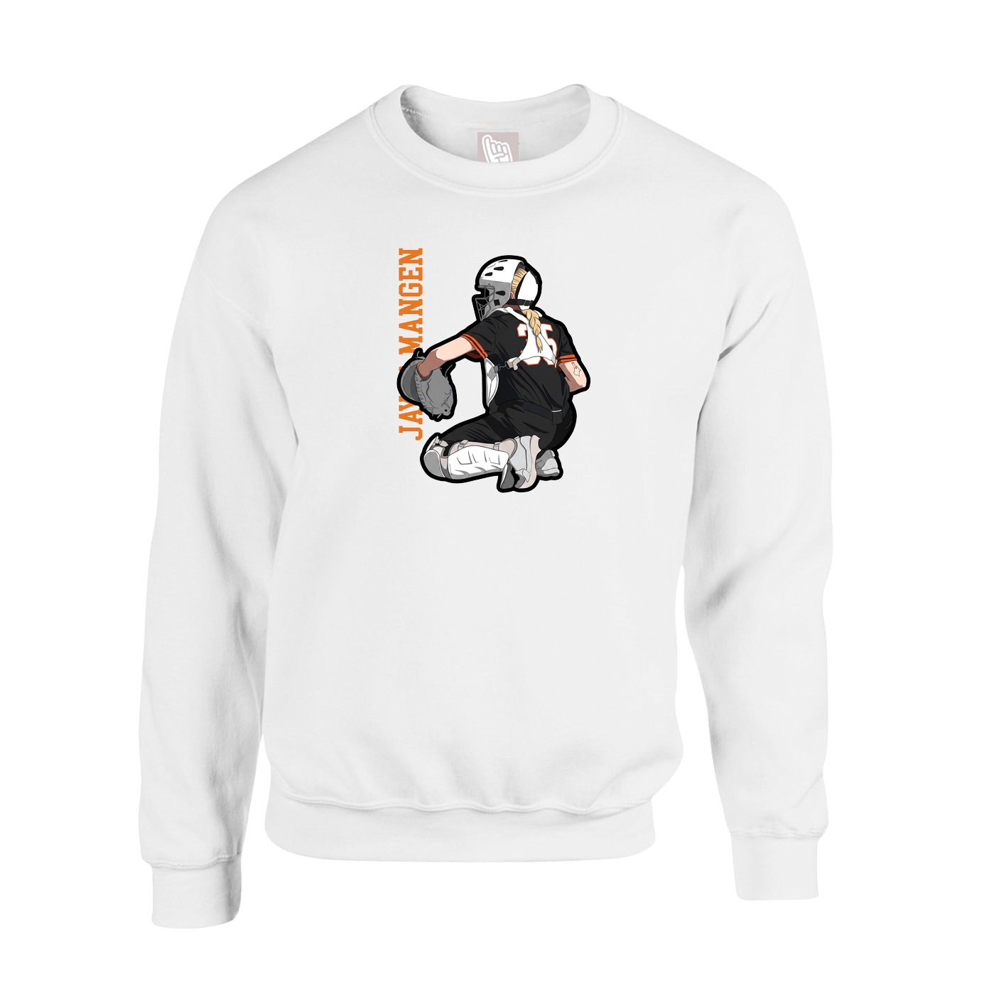 Fleece Crew — Name Vertical in White