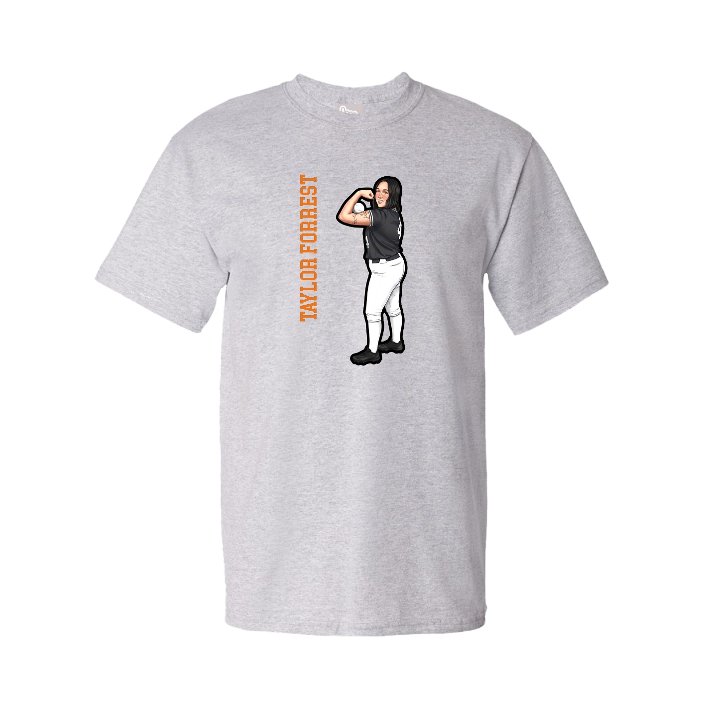 Youth Tee — Name Vertical in Grey