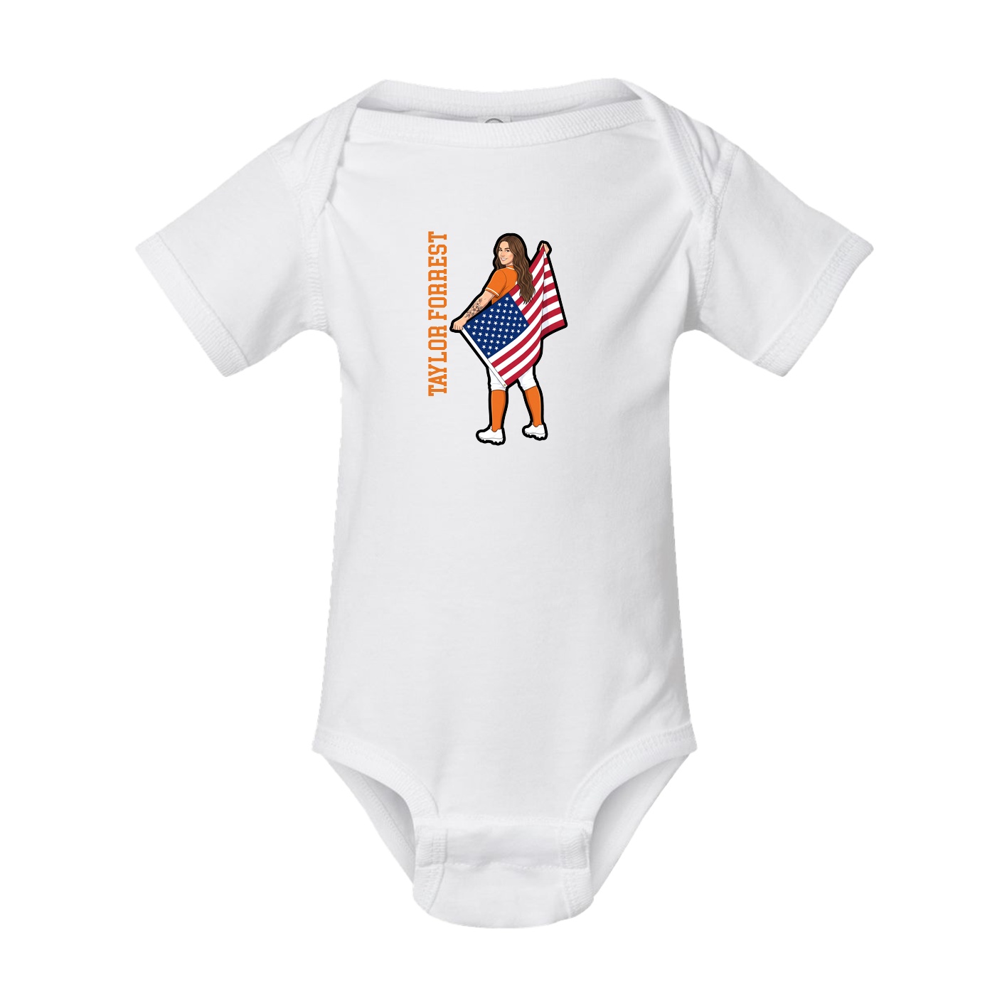 Baby Onesie — Name Vertical in White