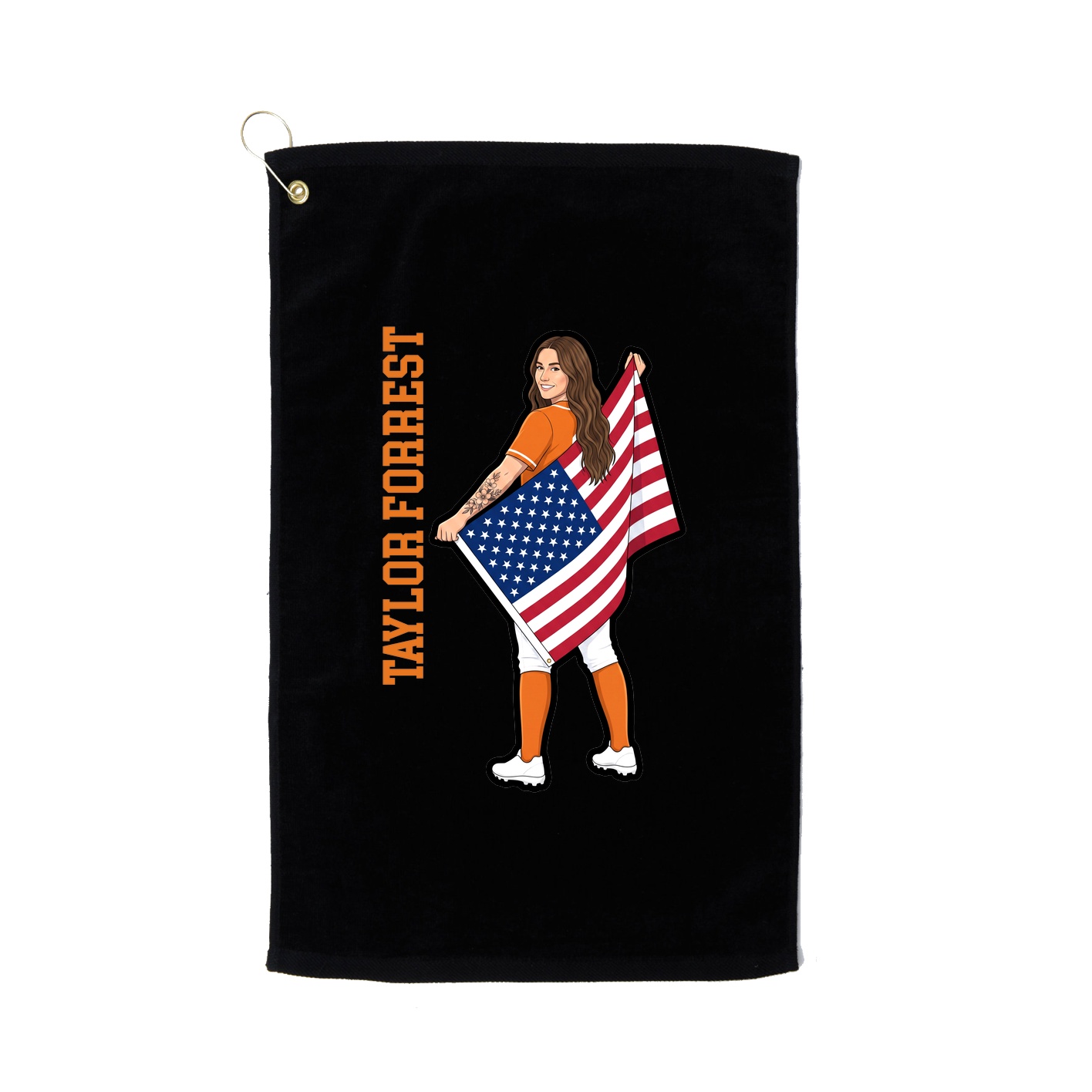 Golf Towel — Name Vertical in Black