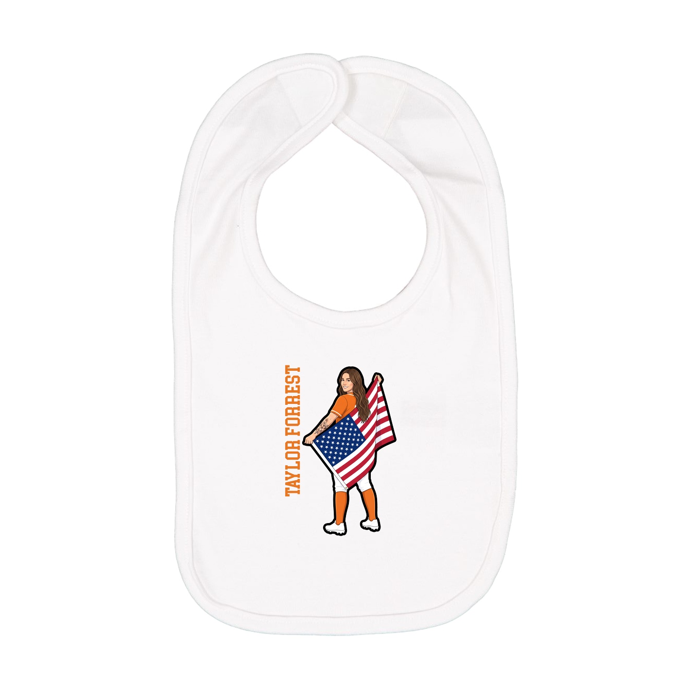 Infant Bib — Name Vertical in White