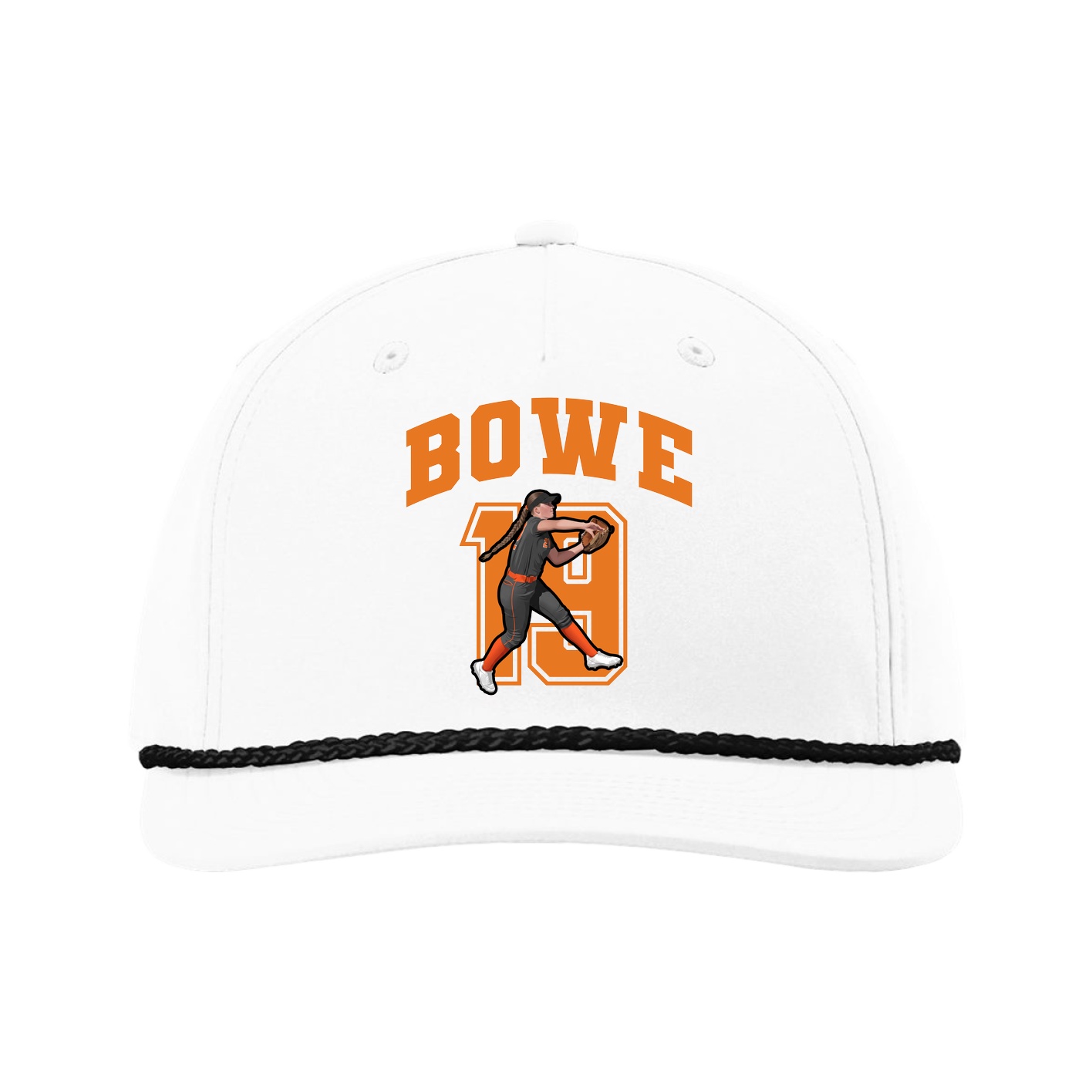 Five-Panel Classic Rope Cap — Number in White