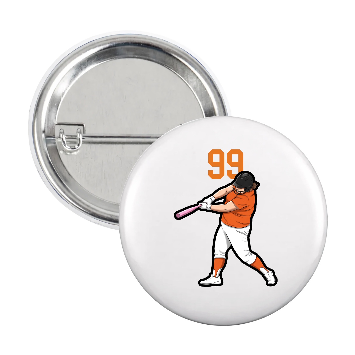 Game Day Button — Number Top in White