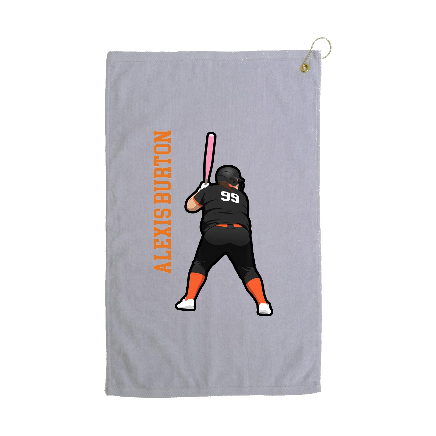 Golf Towel — Name Vertical in Grey